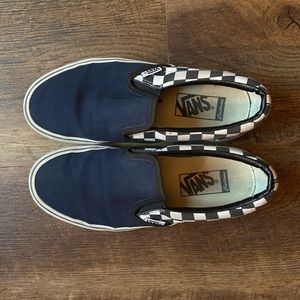 Custom Navy Blue Checkered Vans